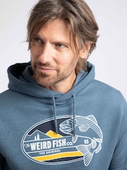Blå - Weird Fish Hettegenser med grafisk popover-logo og trykk foran - Bilde 4 av 5