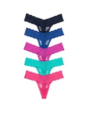 Victoria's Secret Black/Blue/Pink/Green Thong 5 Pack Knickers - Image 1 of 1