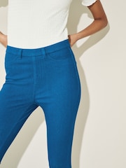 Blue Bright Cropped Denim Jersey Leggings - Image 4 of 7