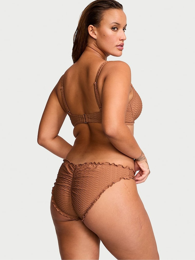 Victoria's Secret Caramel Brown Fishnet Padded Swim Bikini Top - Image 2 of 3