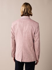 Pink Slim Fit Trimmed Linen Blazer - Image 2 of 10