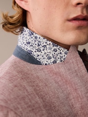 Pink Slim Fit Trimmed Linen Blazer - Image 4 of 10