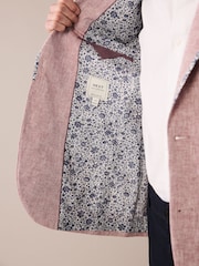 Pink Slim Fit Trimmed Linen Blazer - Image 5 of 10