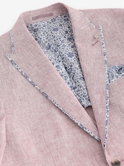 Pink Slim Fit Trimmed Linen Blazer - Image 7 of 10