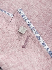 Pink Slim Fit Trimmed Linen Blazer - Image 9 of 10