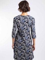 Weird Fish Dark Blue Starshine Cotton Printed Jersey Dress - Image 2 of 7