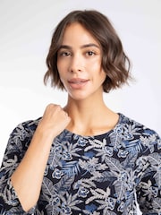 Weird Fish Dark Blue Starshine Cotton Printed Jersey Dress - Image 4 of 7