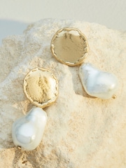 10 Carat Gold Tone Plated Premium Pearl Drop Earrings Made With Recycled Brass - Image 1 of 3