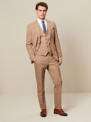Marl Taupe Slim Fit Motionflex Stretch Suit Trousers - Image 2 of 8