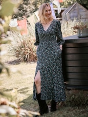 FatFace Black Rene Evergreen Midi Dress - Image 1 of 1
