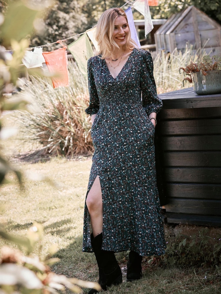 FatFace Black Rene Evergreen Midi Dress - Image 1 of 1