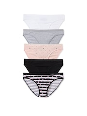 Victoria's Secret White/Grey/Pink/Black Bikini 5 Pack Knickers - Image 1 of 3