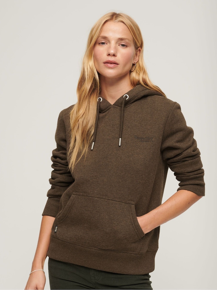 Superdry Brown Essential Logo Hoodie - Image 1 of 6