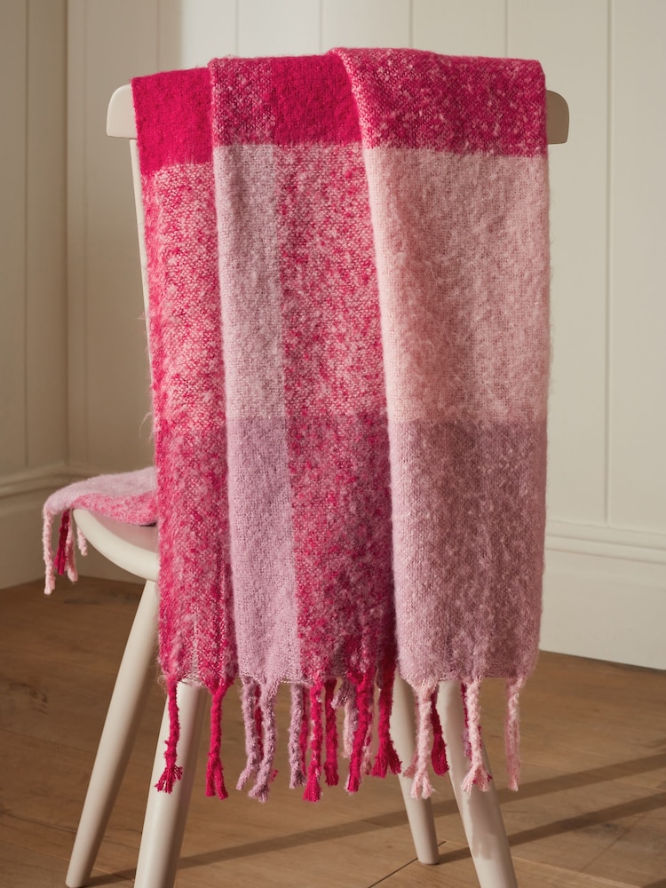 Pink Super Soft Ludlow Check Throw - Image 1 of 4