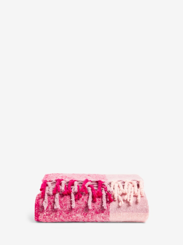 Pink Super Soft Ludlow Check Throw - Image 4 of 4