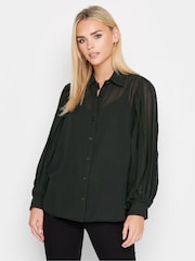 PixieGirl Petite Black Pleated Sleeve Shirt - Image 1 of 4