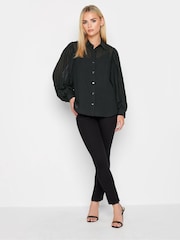 PixieGirl Petite Black Pleated Sleeve Shirt - Image 3 of 4