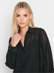 PixieGirl Petite Black Pleated Sleeve Shirt - Image 4 of 4
