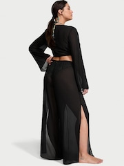 Victoria's Secret Black Sheer Crinkle Cover Up Trousers - Image 2 of 3
