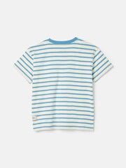 Joules Zack Cream & Blue Short Sleeve Applique T-Shirt - Image 2 of 5