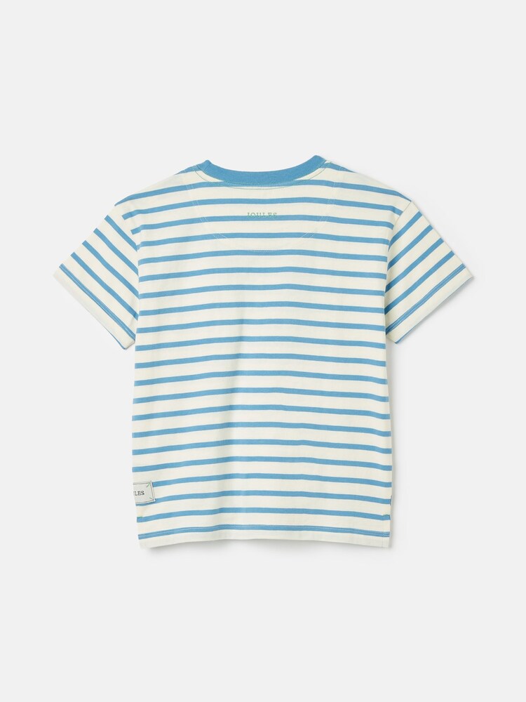 Joules Zack Cream & Blue Short Sleeve Applique T-Shirt - Image 2 of 5