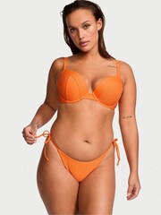 Victoria's Secret Sunset Orange Fishnet Tie Side High Leg Swim Bikini Bottom - Image 1 of 3