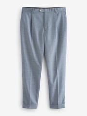 Blue Slim Fit Textured Suit Trousers - Image 1 of 5