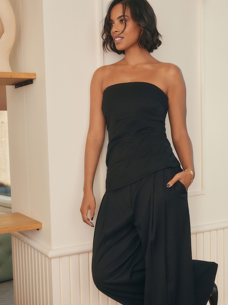 Schwarz - Rochelle Humes Trägerloses Top mit Raffung - Bild 1 von 7