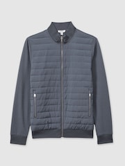 Reiss Airforce Blue Flintoff Hybrid Quilt and Knit Zip-Through Jacket - Image 2 of 5