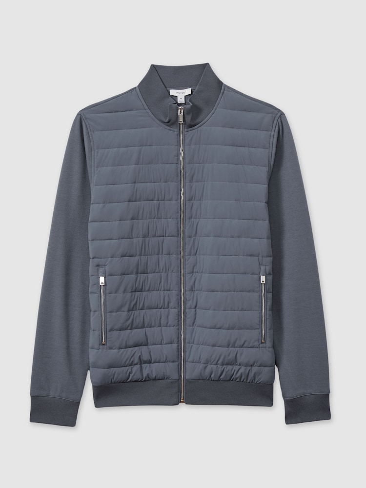 Airforce Blue - Стеганая куртка на молнии Reiss Flintoff Hybrid - Изображение 2 из 5 Airforce Blue - Стеганая куртка на молнии Reiss Flintoff Hybrid - Изображение 2 из 5