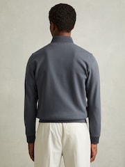 Reiss Airforce Blue Flintoff Hybrid Quilt and Knit Zip-Through Jacket - Image 4 of 5