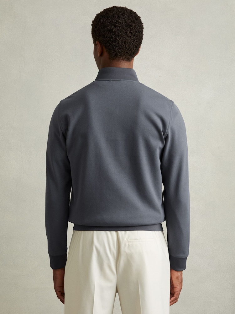 Reiss Airforce Blue Flintoff Hybrid Quilt and Knit Zip-Through Jacket - Image 4 of 5