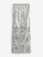 Silver Lace Sequin Midi Co-ord Skirt - Image 2 of 6