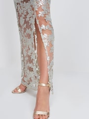 Silver Lace Sequin Midi Co-ord Skirt - Image 4 of 6