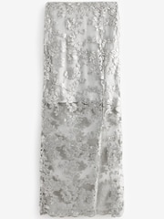 Silver Lace Sequin Midi Co-ord Skirt - Image 5 of 6