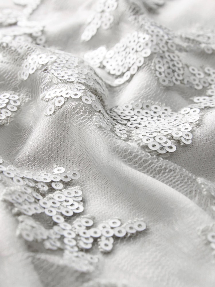 Silver Lace Sequin Midi Co-ord Skirt - Image 6 of 6