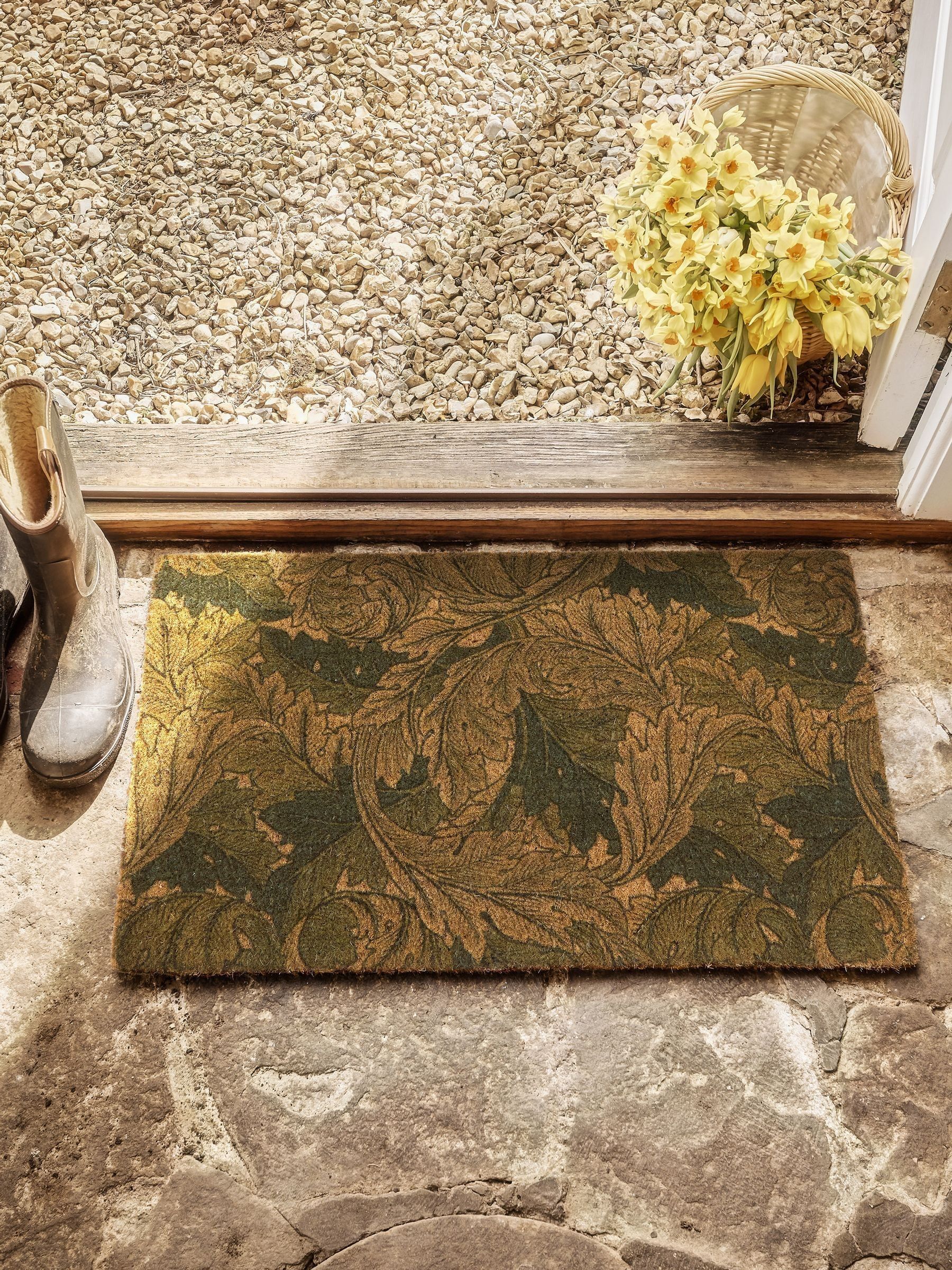 Morris & Co Green Acanthus Coir Doormat