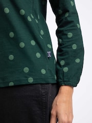 Weird Fish Green Brooke Printed V-Neck Jersey Top - Image 5 of 7
