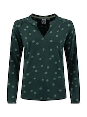 Weird Fish Green Brooke Printed V-Neck Jersey Top - Image 6 of 7