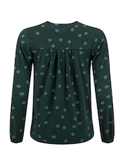 Weird Fish Green Brooke Printed V-Neck Jersey Top - Image 7 of 7