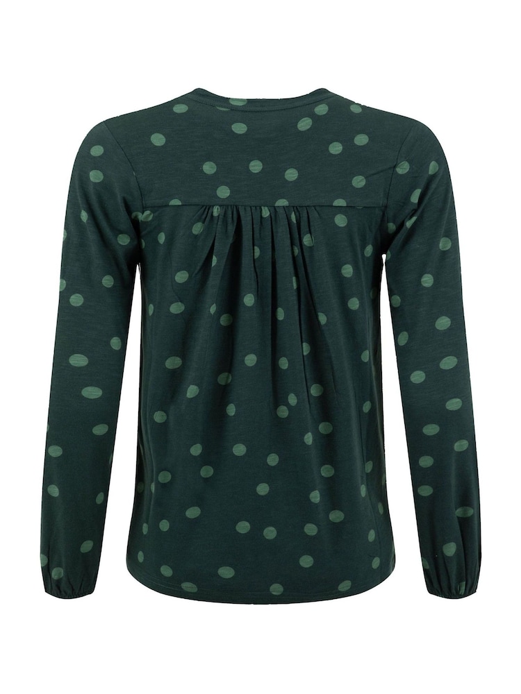 Weird Fish Green Brooke Printed V-Neck Jersey Top - Image 7 of 7 Weird Fish Green Brooke Printed V-Neck Jersey Top - Image 7 of 7