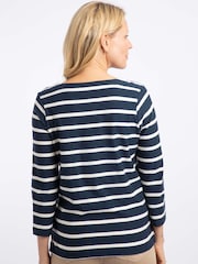 Blau - Weird Fish Saffira Jersey-Oberteil aus Baumwolle mit Streifen - Bild 2 von 7