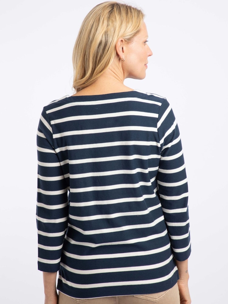 Blau - Weird Fish Saffira Jersey-Oberteil aus Baumwolle mit Streifen - Bild 2 von 7 Blau - Weird Fish Saffira Jersey-Oberteil aus Baumwolle mit Streifen - Bild 2 von 7