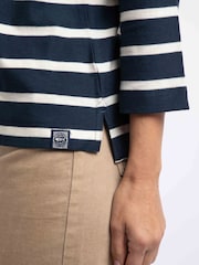 Blau - Weird Fish Saffira Jersey-Oberteil aus Baumwolle mit Streifen - Bild 5 von 7