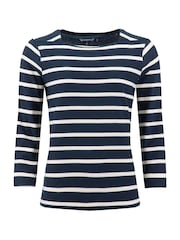 Blau - Weird Fish Saffira Jersey-Oberteil aus Baumwolle mit Streifen - Bild 6 von 7