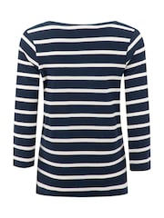 Blau - Weird Fish Saffira Jersey-Oberteil aus Baumwolle mit Streifen - Bild 7 von 7