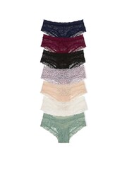 Victoria's Secret Blue/Red/Black/Nude/White/Green Cheeky 7 Pack Knickers - Image 1 of 3