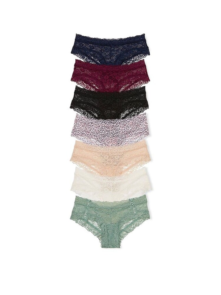 Victoria's Secret Blue/Red/Black/Nude/White/Green Cheeky 7 Pack Knickers - Image 1 of 3