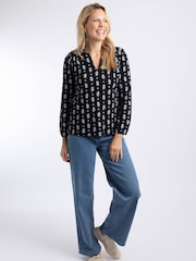Weird Fish Blue Brooke Printed V-Neck Jersey Top - Image 3 of 7