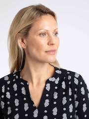 Weird Fish Blue Brooke Printed V-Neck Jersey Top - Image 4 of 7